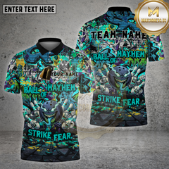 Maxcorners Bowling Shirt Ball of Mayhem Graffiti Strike Fear Multioptions Personalized Name, Team Name Unisex 3D Shirt (4 Colors)