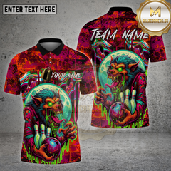 Maxcorners Bowling Shirt Neon Werewolf Acid Drip Multioptions Personalized Name, Team Name Unisex 3D Shirt (4 Colors)