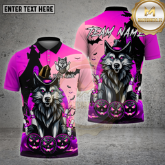 Maxcorners Bowling Shirt Halloween Wolf Pumpkin Multioptions Personalized Name, Team Name Unisex 3D Shirt (4 Colors)
