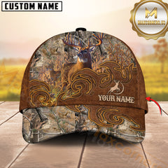 Maxcorners Hunting Whitetail Deer Brown Tooled Leather Camo Patch Custom Name 3D Cap (6 Colors)