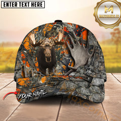 Maxcorners Moose Hunting Hunter Antlers Skull Camo Custom Name 3D Cap (7 Colors)