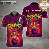 Maxcorners Bowling Shirt Spray Bowling Crew Multicolor Options Personalized Name, Team Name 3D Shirt (4 Colors)