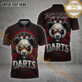 Maxcorners Darts Shirt Angry Panda with Roses Multicolor Options Personalized Name, Team Name 3D Shirt (4 Colors)