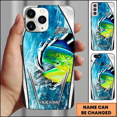 Maxcorners Mahi-mahi Fishing Modern Water Art Fishing Makes Me Happy Personalized Name Phone Case