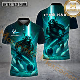 Maxcorners Bowling Samurai Neon Slash Multicolor Options Personalized Name, Team Name 3D Shirt (4 Colors)