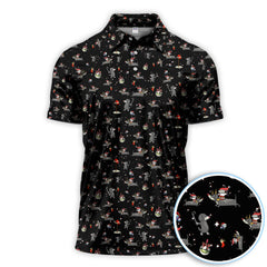 Maxcorners Christmas Dachshund Golf Polos, Funny Dog Pattern Shirt, Xmas Gift for Golf Lovers