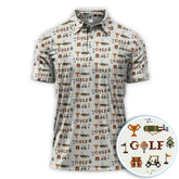 Maxcorners Retro Pixel Golf Shirt for Men, Funny Golf Pattern Polos, Vintage Style Golf Shirt, Golf Gift For Golfers