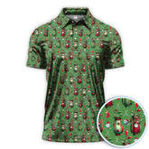 Maxcorners Christmas Pattern Golf Polos, Funny Golf Shirt For Men, Xmas Golf Gift For Golfer