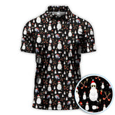 Maxcorners Funny Snowman Golf Shirt For Men, Christmas Golf Polos, Black Holiday Golf Shirt, Xmas Gift For Golfers