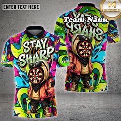 Maxcorners Stay Sharp Dartboard Graffiti Splash Multioptions Personalized Name, Team Name Unisex 3D Shirt (4 Colors)