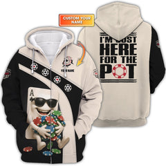 Maxcorners Funny Poker Shirts, I'M JUST HERE FOR THE POT Shirt, Custom Poker Polos For Men, Gifts For Poker LoversLM1009
