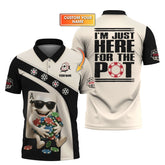 Maxcorners Funny Poker Shirts, I'M JUST HERE FOR THE POT Shirt, Custom Poker Polos For Men, Gifts For Poker LoversLM1009