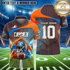 Maxcorners Rugby Explosion Helmet Multioptions Customized Name, Team Name 3D Shirts