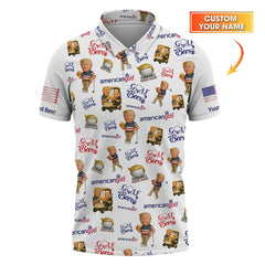 Maxcorners American Golf and Beer Trump Shirt – Funny Golf Shirt for Men & Women, Patriotic Team Golf Apparel LM0509