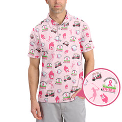 Maxcorners Breast Cancer Golf Shirt, Pattern Golf Shirt, Crazy Golf Shirt For Golfer