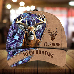 Max Corners Premium Art Deer Hunting Leather Camp Pattern 3D Multicolor Personalized Cap