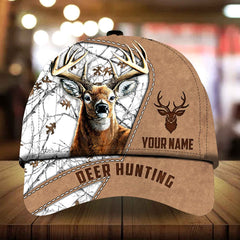 Max Corners Premium Art Deer Hunting Leather Camp Pattern 3D Multicolor Personalized Cap