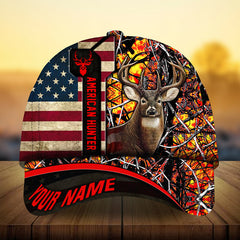 Maxcorners Premium Best US Flag Deer Hunting Camo Pattern 3D Multicolor Personalized Cap