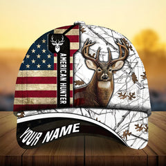 Maxcorners Premium Best US Flag Deer Hunting Camo Pattern 3D Multicolor Personalized Cap