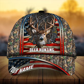 Maxcorners Premium Florapunk Cracked Flag Hunting Deer Personalized Hats 3D Multicolored