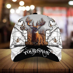 Maxcorners Unique Deer hunting Art Font Camo Pattern 3D Multicolor Personalized Cap