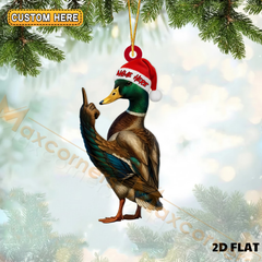 Maxcorners Personalized Christmas Duck Fukin Hunter Ornament, Custom Name Ornament 2D Flat