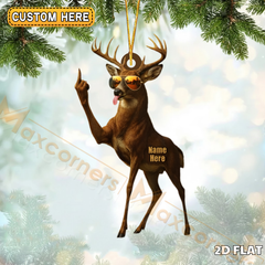 Maxcorners Personalized Sun Glass Funny Moose Fukin Acrylic Christmas Ornament - Custom Decoration Holiday Gift for Hunters 2D Flat