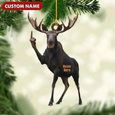 Maxcorners Personalized Funny Moose Fukin Acrylic Christmas Ornament - Custom Decoration Holiday Gift for Hunters 2D Flat
