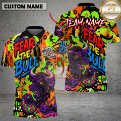 Maxcorners Darts Shirt Fear The Bull Graffiti Style Multioptions Personalized Name, Team Name Unisex 3D Shirt (4 Colors)