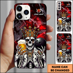 Maxcorners Bowling Skeleton King Beer Crown Personalized Name 3D Phone Case