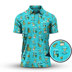 Maxcorners Golf And Margarita Pattern Shirts, Funny Cocktail Golf Polos For Women, Ladies Golf Shirt