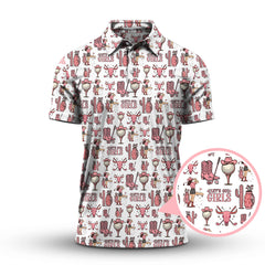 Maxcorners Let’s Go Girls Golf Pattern Shirt, Western Cowgirl Golf Polos For Golfers, Funny Golf Shirts For Women's