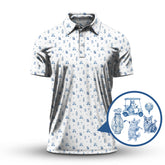 Maxcorners Toile De Jouy Shirt, Pattern Polf Shirt, Dog Golf Shirt, Corgi Golf Shirt, Crazy Golf Shirt For Men