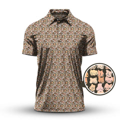 Maxcorners Funny Golf Shirt, Boob Pattern Golf Polos for Men, Crazy Golf Shirts