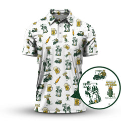 Maxcorners Funny Golf Polos For Men, Golf And Beer Pattern Shirt, Crazy Golf Shirts For Golfers