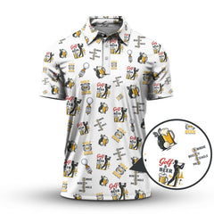 Maxcorners Golf and Beer Pattern Polos For Men, Funny Golf Shirt, Golf Gifts For Golfers