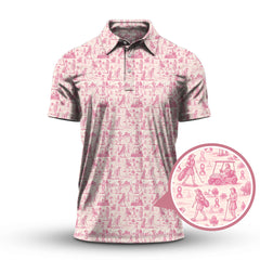 Maxcorners Breast Cancer Golf Shirt, Ladies Golf Shirts For Golfer, Pink Pattern Golf Shirt