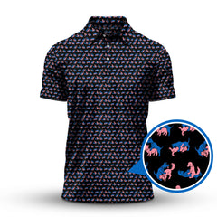 Maxcorners Funny Dog Golf Shirt, Golf Pattern Shirt For Men, Crazy Golf Shirt For Golfer