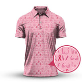 Maxcorners Breast Cancer Golf Shirt, Ladies Golf Shirts, Pink Pattern Golf Shirt For Golfer