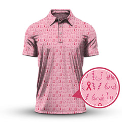 Maxcorners Breast Cancer Golf Shirt, Ladies Golf Shirts, Pink Pattern Golf Shirt For Golfer