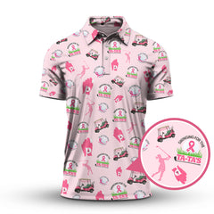 Maxcorners Breast Cancer Golf Shirt, Pattern Golf Shirt, Crazy Golf Shirt For Golfer