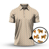 Maxcorners Pattern Golf Shirt, Crazy Dog Golf Shirt, Shiba Inu Golf For Men