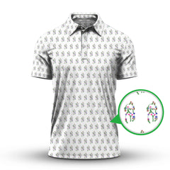 Maxcorners Flower Art Drawing Pattern Golf Polos, Funny Golf Shirt, Crazy Golf Shirts For Men