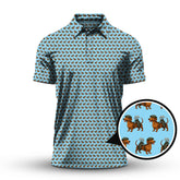 Maxcorners Funny Pattern Golf Shirt For Men, Dachshung Golf Shirt, Crazy Golf Shirt For Golfer, Dog Golf Shirt