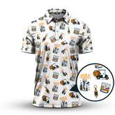 Maxcorners Golf & Whiskey Pattern Golf Polos, Funny Golf Shirt For Men, Crazy Golf Shirts For Golfers