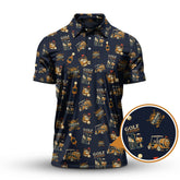 Maxcorners Golf and Bourbon Pattern Polos, Funny Bourbon Shirt For Men, Crazy Golf Shirts For Golfers
