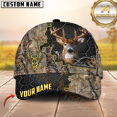 Maxcorners Hunting Whitetail Deer Honeycomb Hex Border Golden Edge Camo Custom Name 3D Cap (4 Colors)