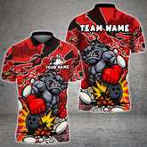 Maxcorners Boxing Bulldog Bowling Explosion Cartoon Style Multicolor Options Personalized Name, Team Name 3D Shirt (4 Colors)