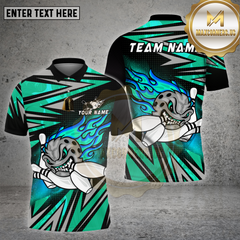 Maxcorners Bowling Flaming Angry Ball Strike Multicolor Options Personalized Name, Team Name Unisex 3D Shirt