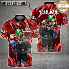 Maxcorners Billiard Bear King Pool Balls Pattern Shirt Multi Options Personalized Name, Team Name 3D Shirt